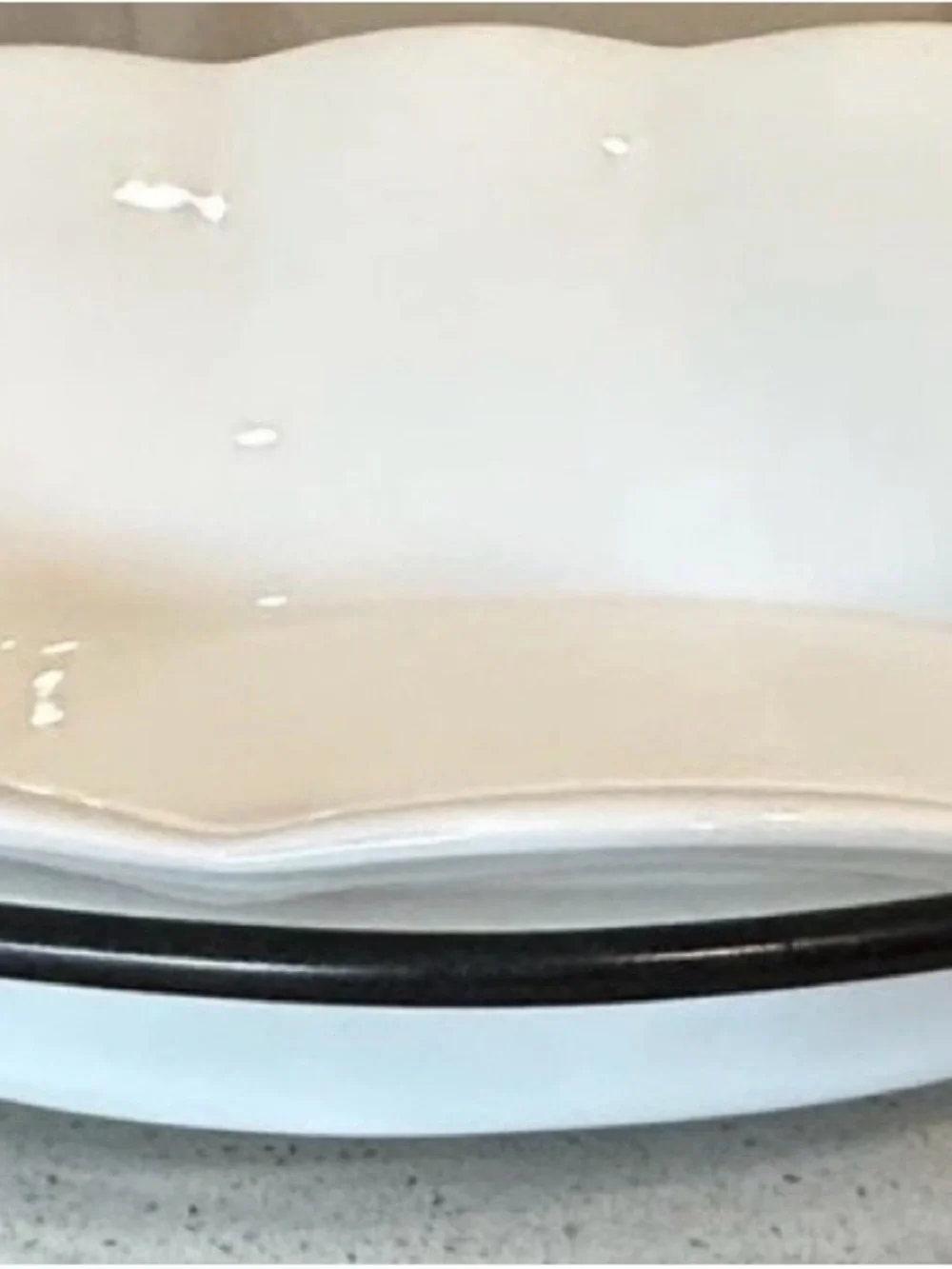 White Ceramic Serving Bowl with Black Handles